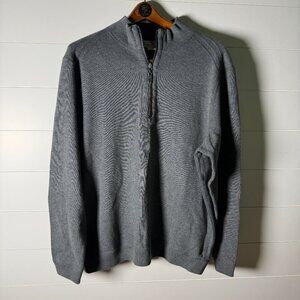 Tommy Bahama Reversible Sweater Quarter Zip Gray/Purple 100% Cotton Large NWOT